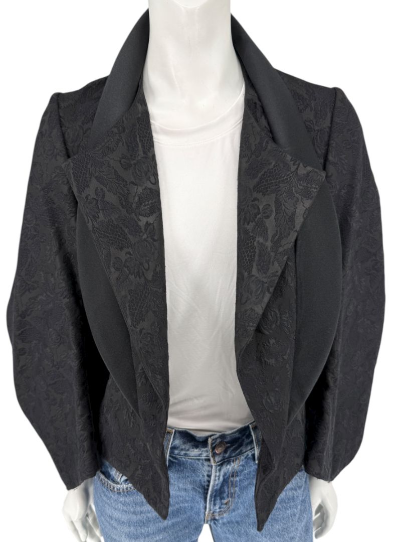 Comme des Garçons Black Jacquard Cropped Jacket – Size M