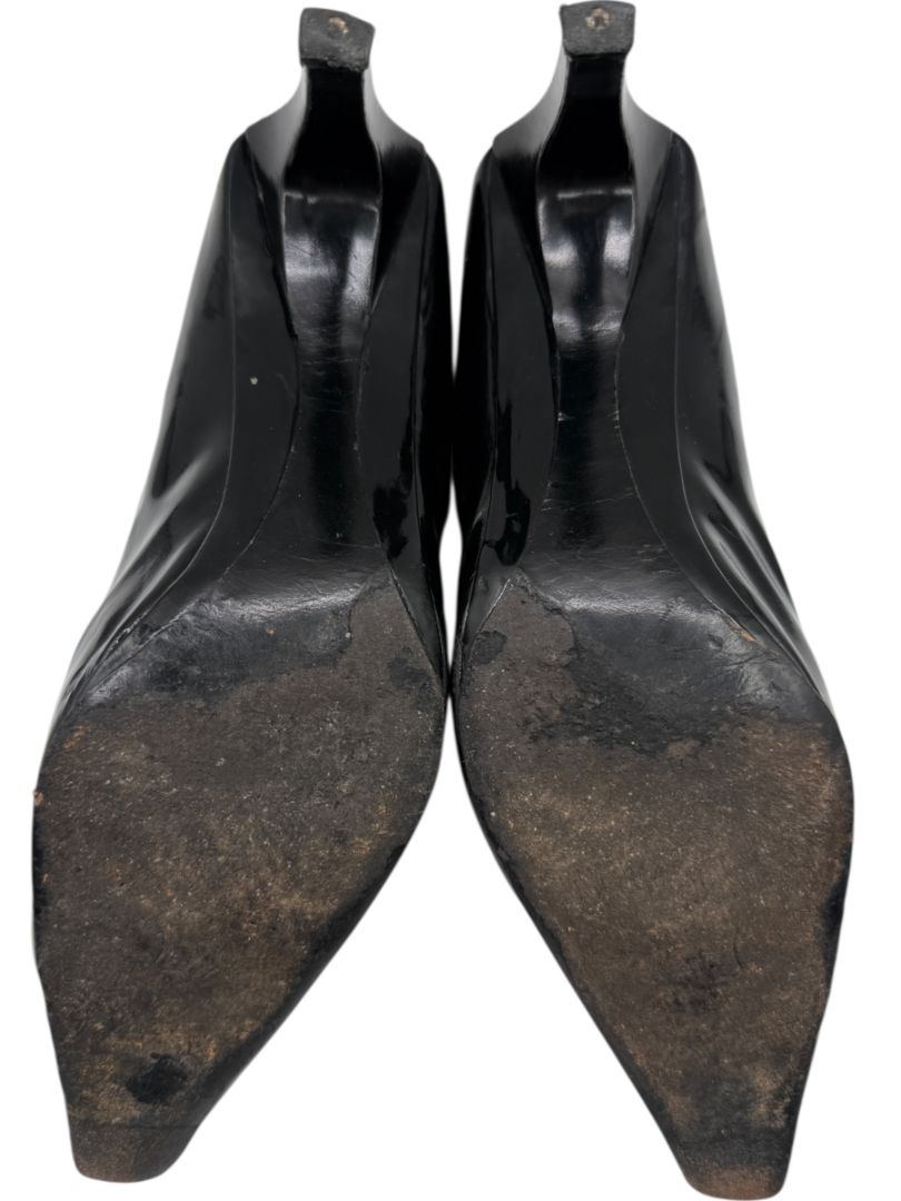 Vera Wang Black Patent Leather Buckle Heels – Size 10