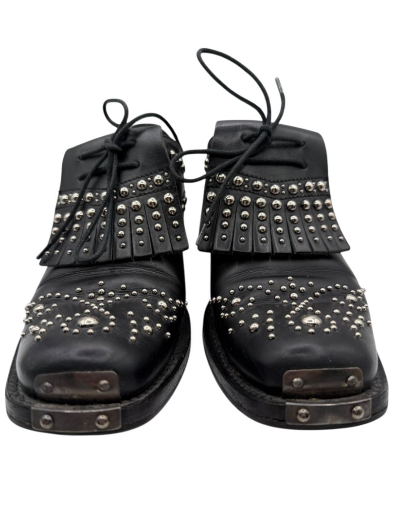 Miu Miu Black Studded Leather Oxford Shoes – Size 39.5