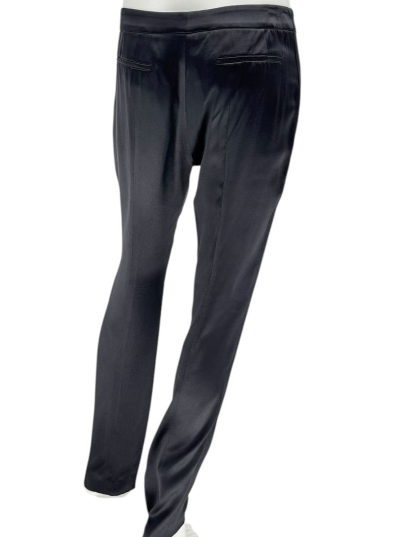 Pamella Roland Black Satin Tapered Pants – Large