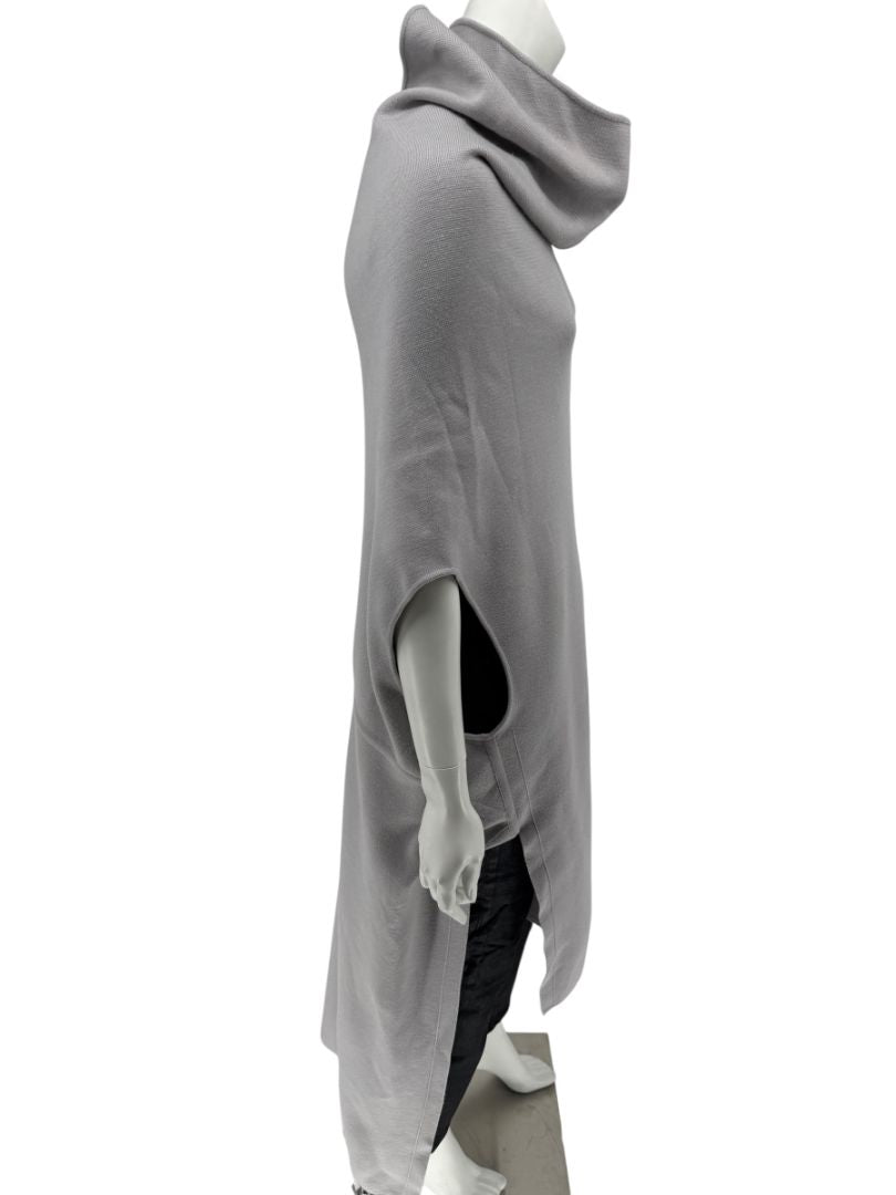 Rick Owens Pearl Grey Sleeveless Knit Funnel Tunic – Size L (IT 48 / US 8)