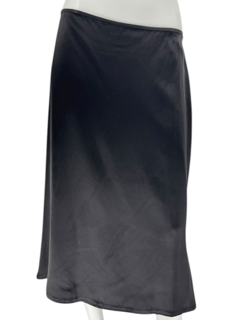 Carmen Marc Valvo Collection Black Bias-Cut Satin Skirt – Size 12