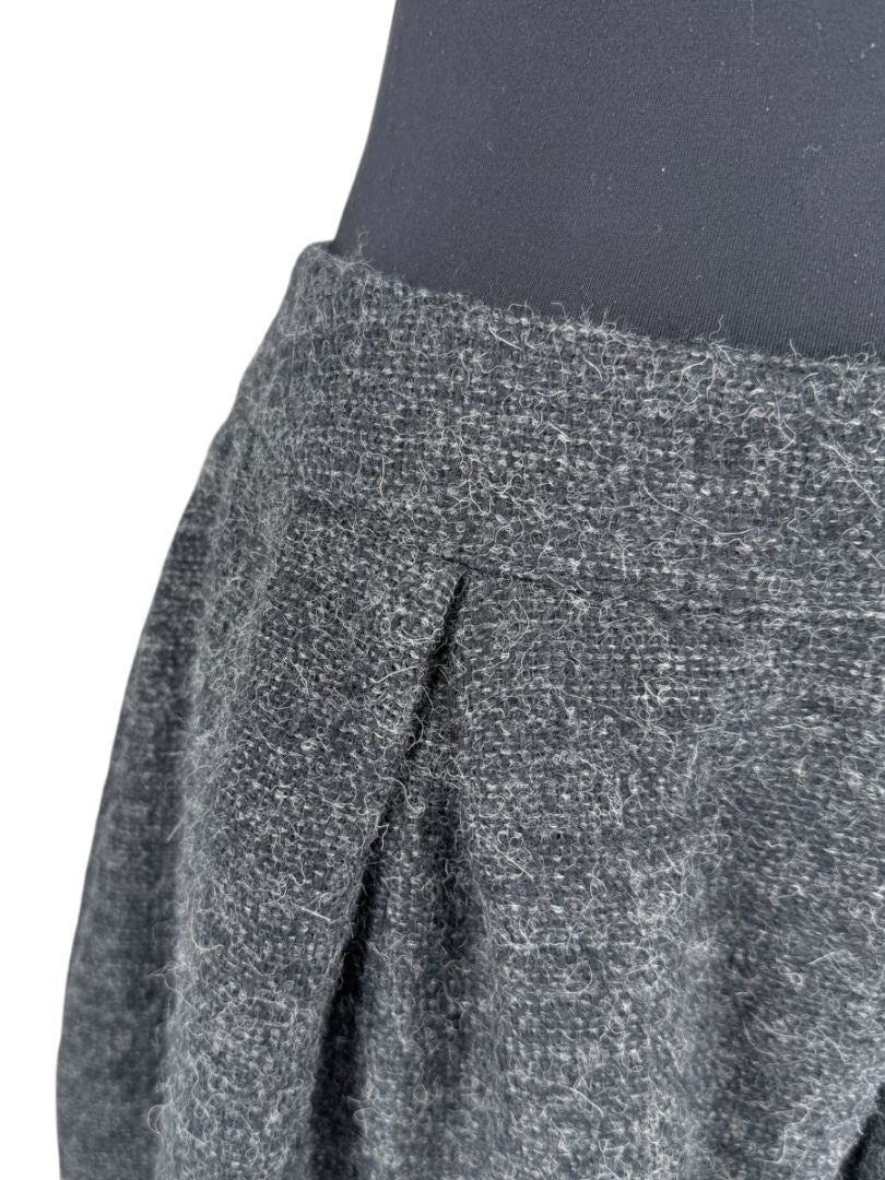 Ron Leal Charcoal Alpaca–Linen Pleated A-Line Skirt – Size 14