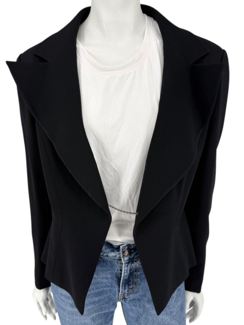 Chanel Black Wool Chain-Closure Tailored Jacket – Size 46