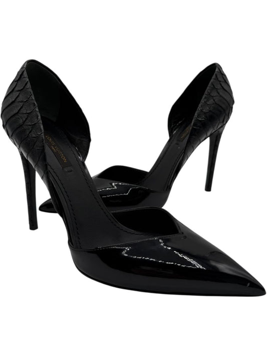 Louis Vuitton Black Patent & Exotic Embossed Leather D’Orsay Pumps – Size 39