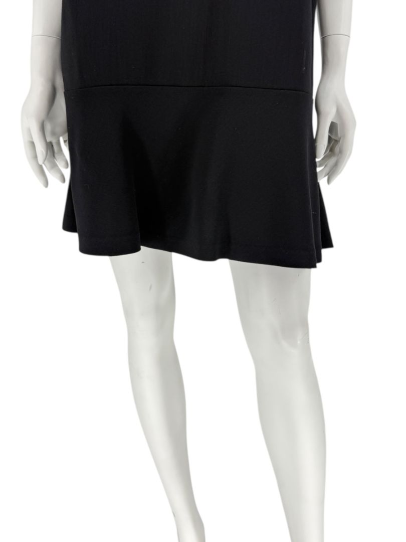 Brunello Cucinelli Black Wool Viscose Sleeveless Shift Dress Monili Beaded Collar - Large