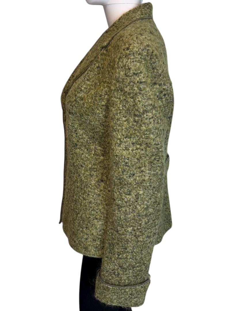 MSIAMO Green Wool Blend Bouclé Jacket – Size 12