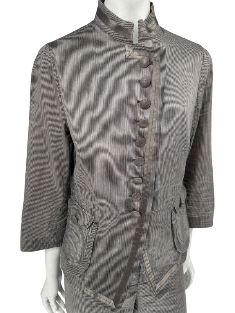 M. Siamo Women’s Striped Linen-Silk Blend Two-Piece Suit – Size 12