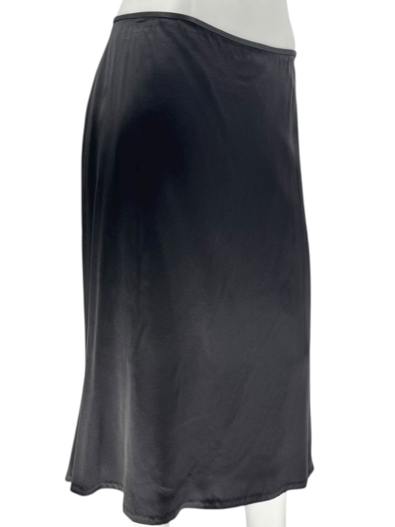 Carmen Marc Valvo Collection Black Bias-Cut Satin Skirt – Size 12