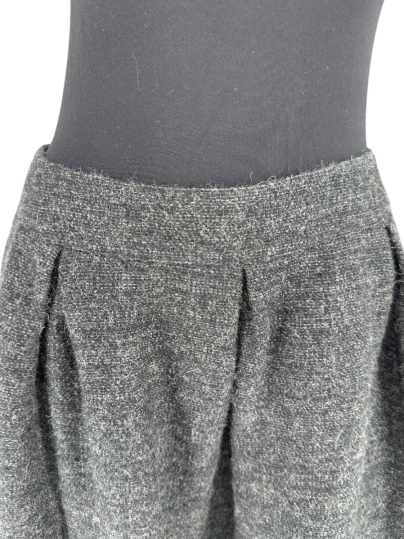 Ron Leal Charcoal Alpaca–Linen Pleated A-Line Skirt – Size 14