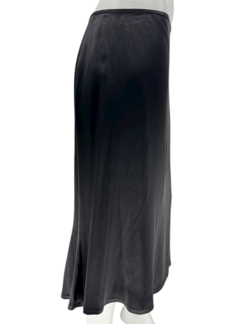 Carmen Marc Valvo Collection Black Bias-Cut Satin Skirt – Size 12