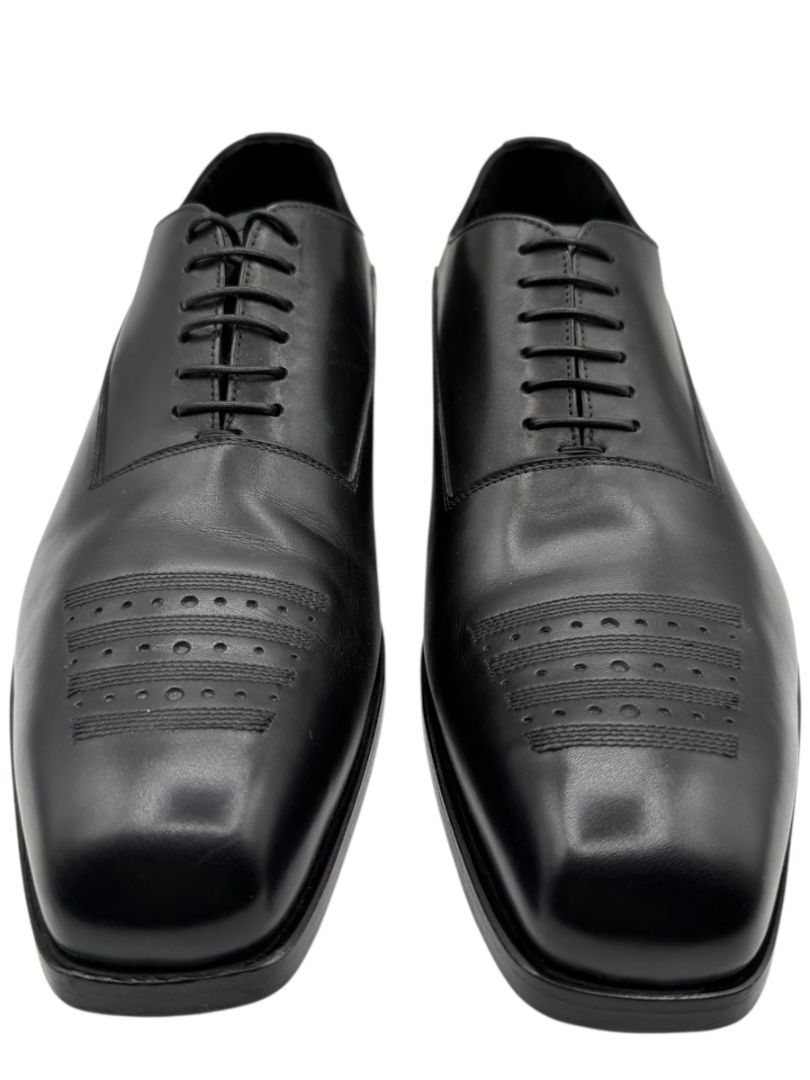 Prada Black Leather Perforated Oxford Shoes – Size 6.5 Men's