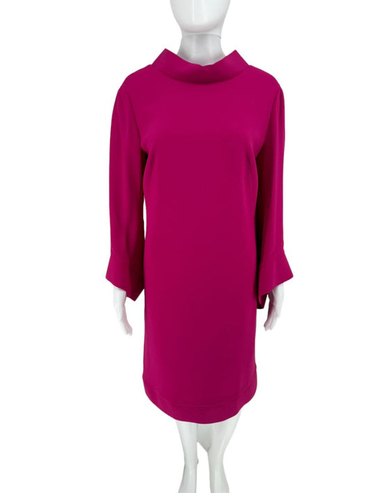 Pamella Roland Magenta Long Sleeve Shift Dress with Sculpted Cuff – Large