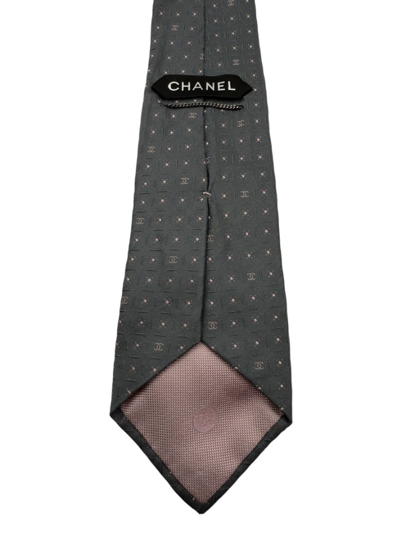 CHANEL Paris Grid Monogram Silk Necktie – Excellent Pre-Owned Condition