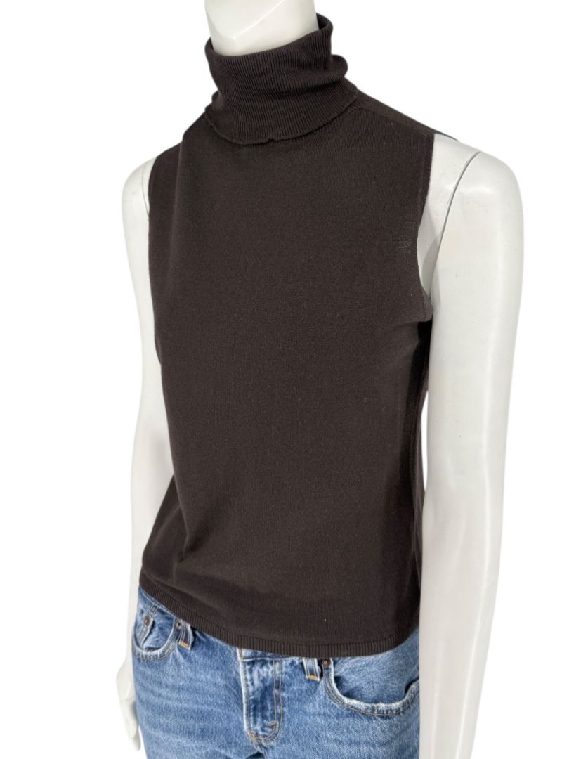 Max Mara Sleeveless Brown Turtleneck Top – Size Large