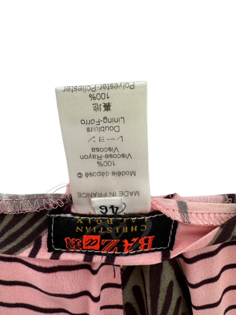 Christiann Lacroix Pink Botanical Print Wide-Leg Pants – Size 46