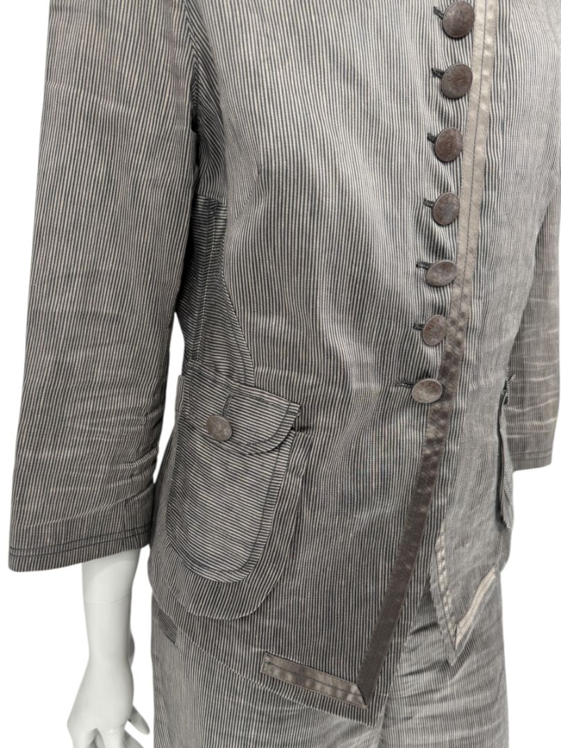 M. Siamo Women’s Striped Linen-Silk Blend Two-Piece Suit – Size 12
