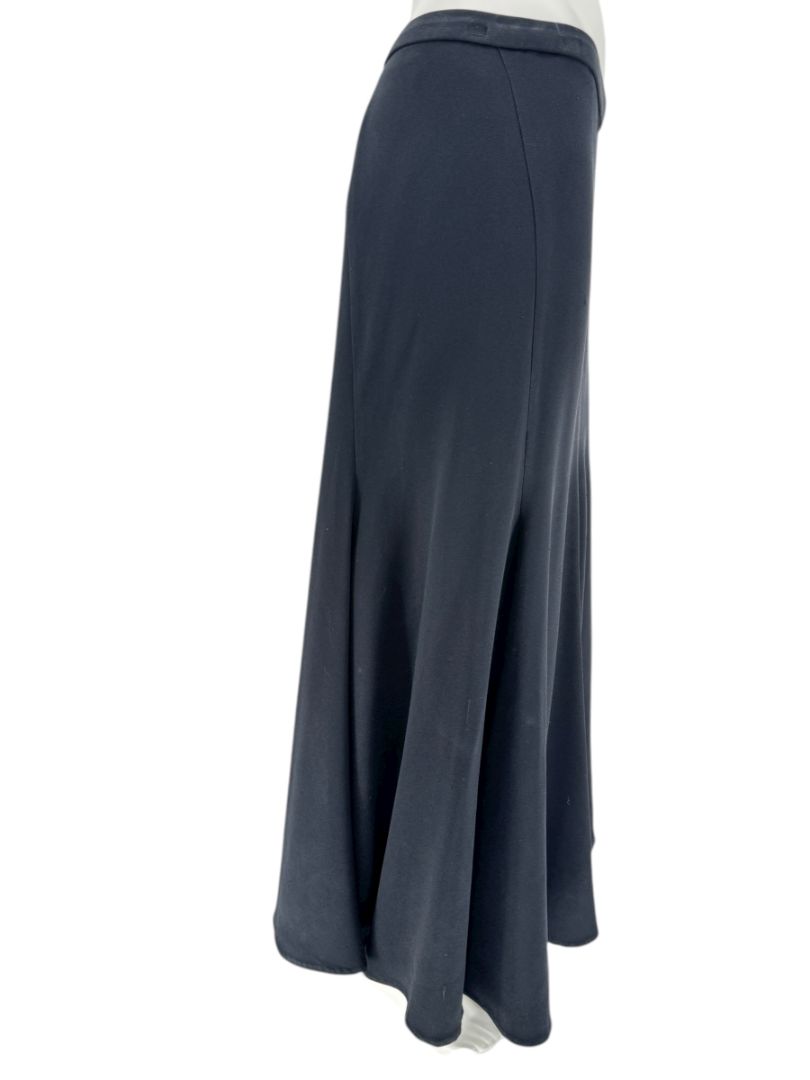 Carmen Marc Valvo Signature Black Acetate–Rayon Flared Midi Skirt – Size 10