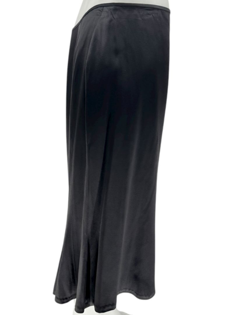 Carmen Marc Valvo Collection Black Bias-Cut Satin Skirt – Size 12