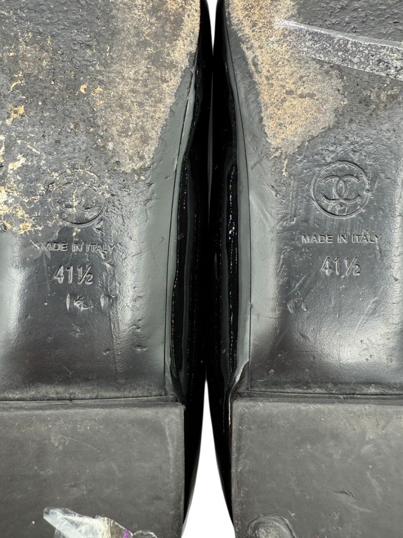 Chanel Patent Leather & Lambskin Mary Jane Ballet Flats – Size 40.5