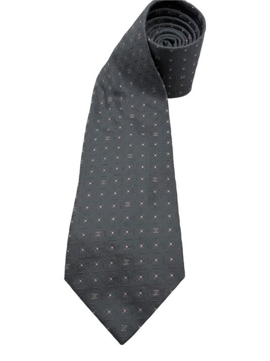 CHANEL Paris Grid Monogram Silk Necktie – Excellent Pre-Owned Condition