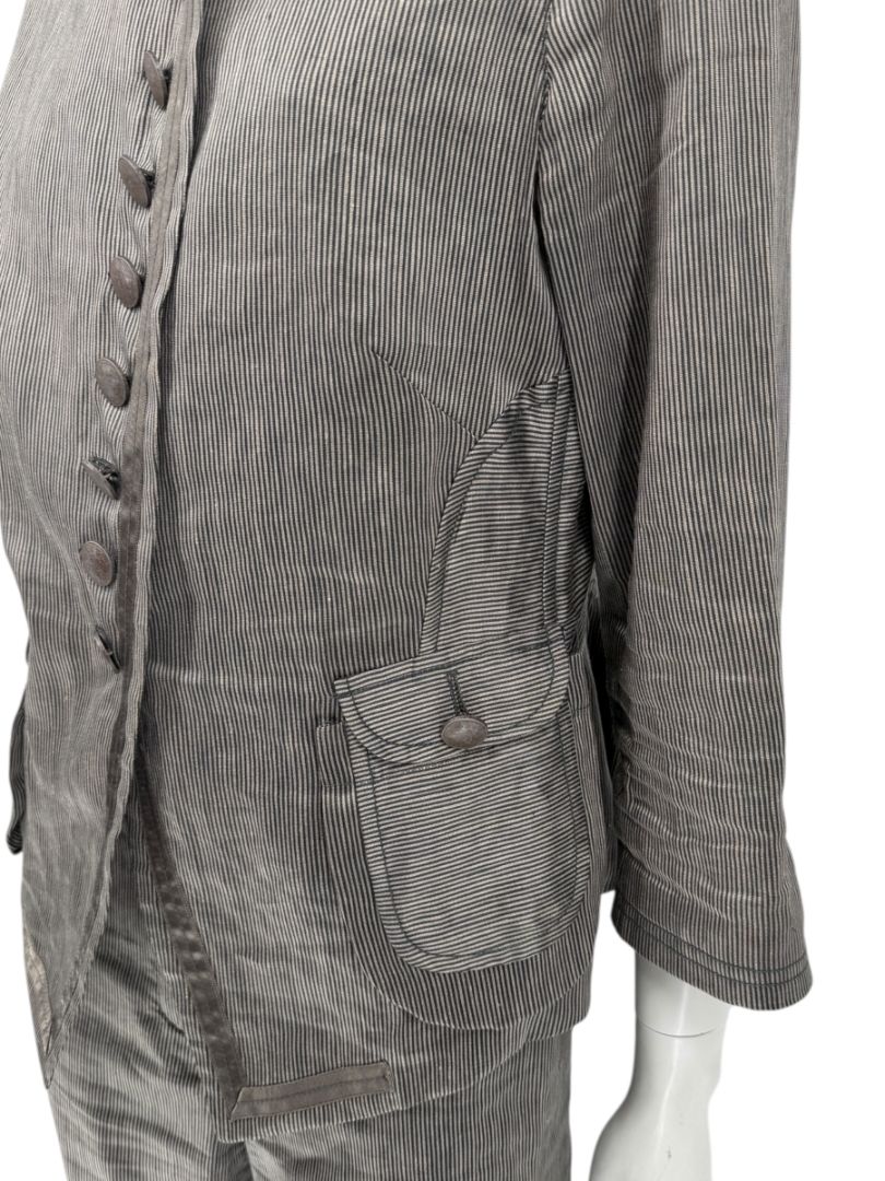 M. Siamo Women’s Striped Linen-Silk Blend Two-Piece Suit – Size 12