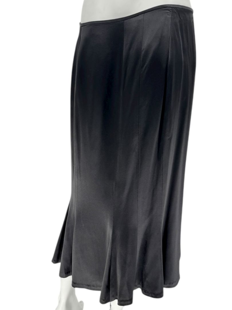 Carmen Marc Valvo Collection Black Bias-Cut Satin Skirt – Size 12