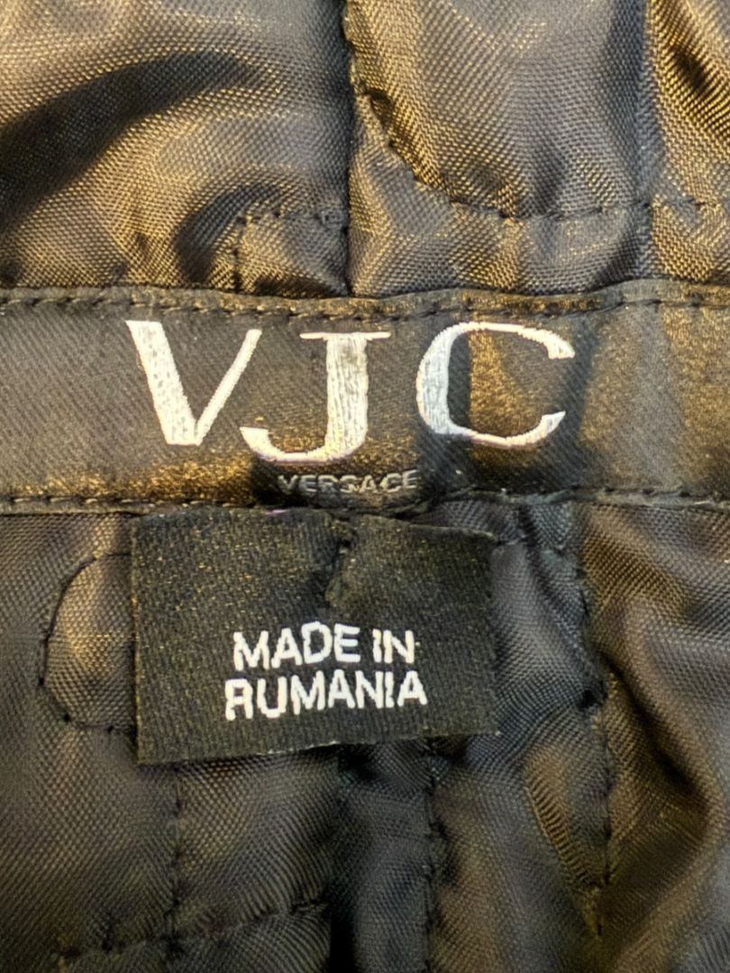 VJC Black Double-Breasted Asymmetric Zip Coat – Size 50