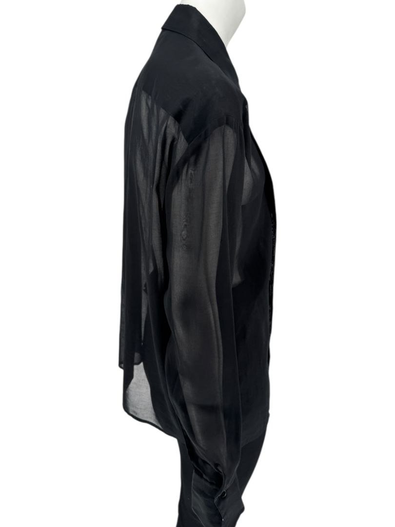 Linda Allard for Ellen Tracy Black Sheer Pleated Blouse – Size 12