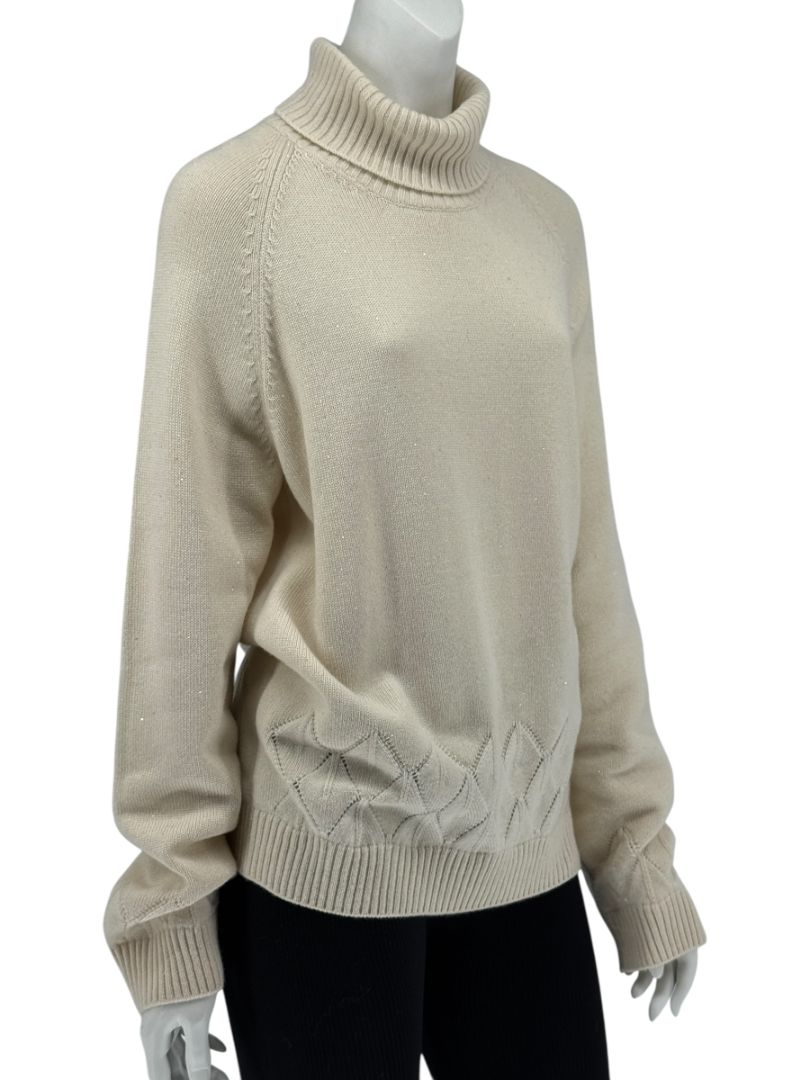 Loro Piana Cream Baby Cashmere Turtleneck Sweater – Size IT 48