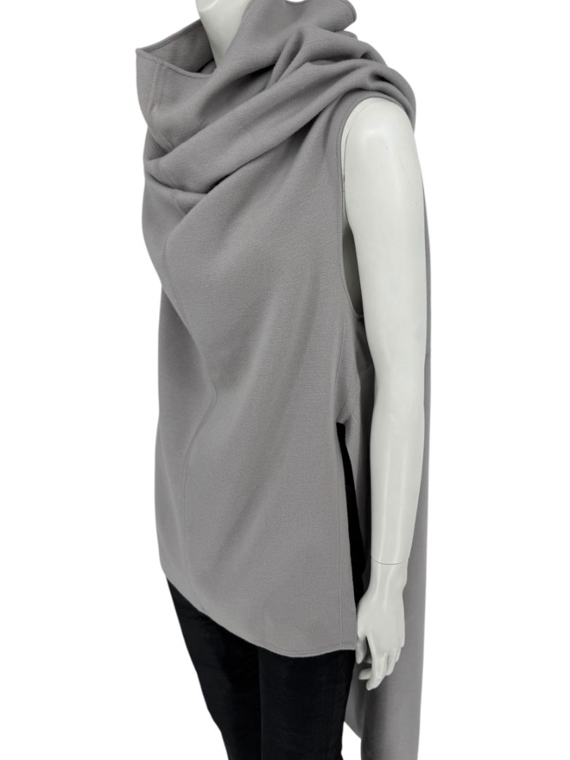 Rick Owens Pearl Grey Sleeveless Knit Funnel Tunic – Size L (IT 48 / US 8)