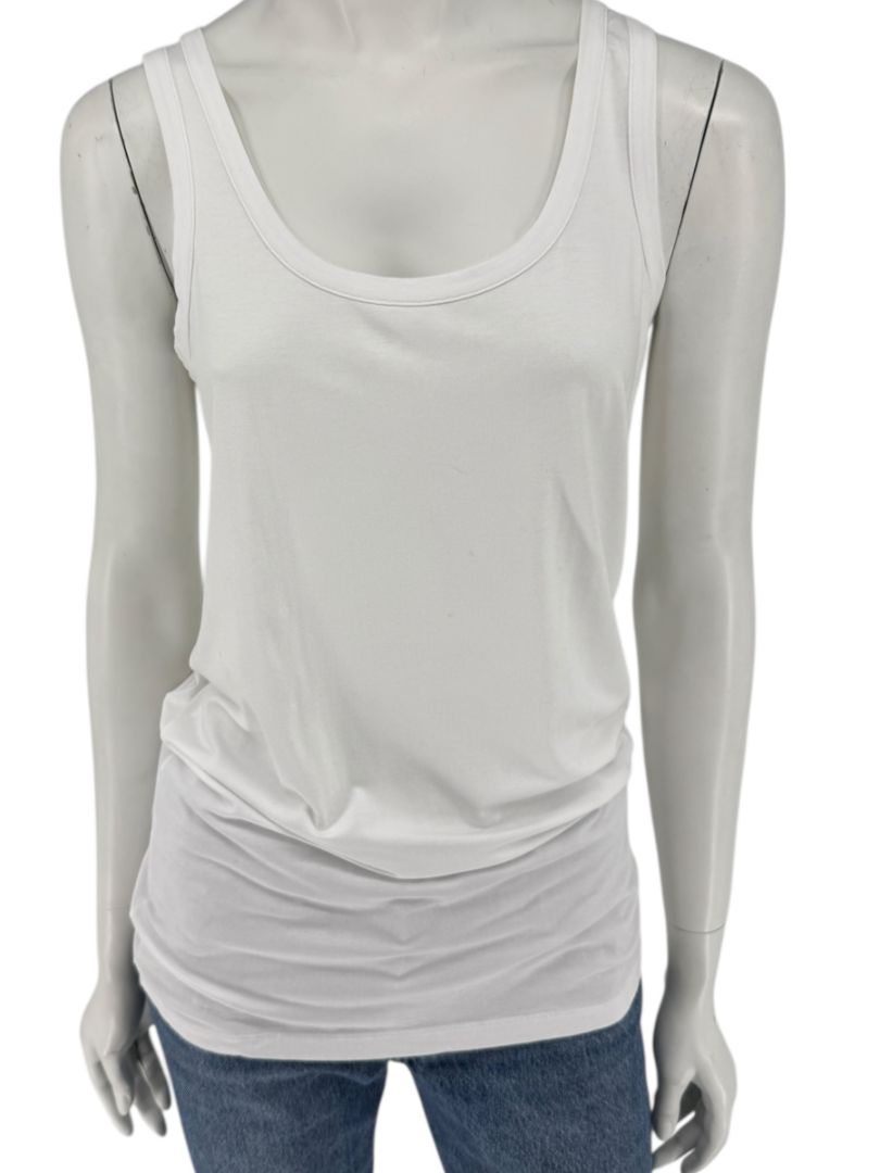 D. Exterior White Viscose Blend Tank Top – Size L