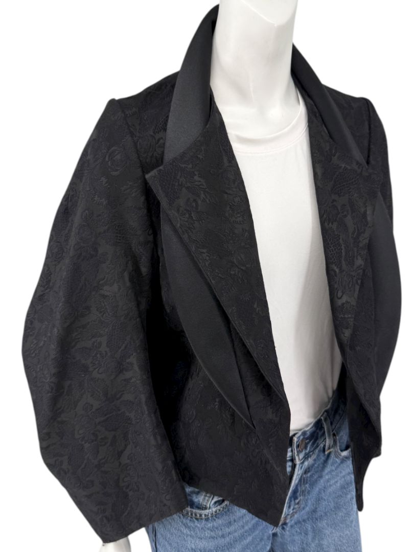 Comme des Garçons Black Jacquard Cropped Jacket – Size M