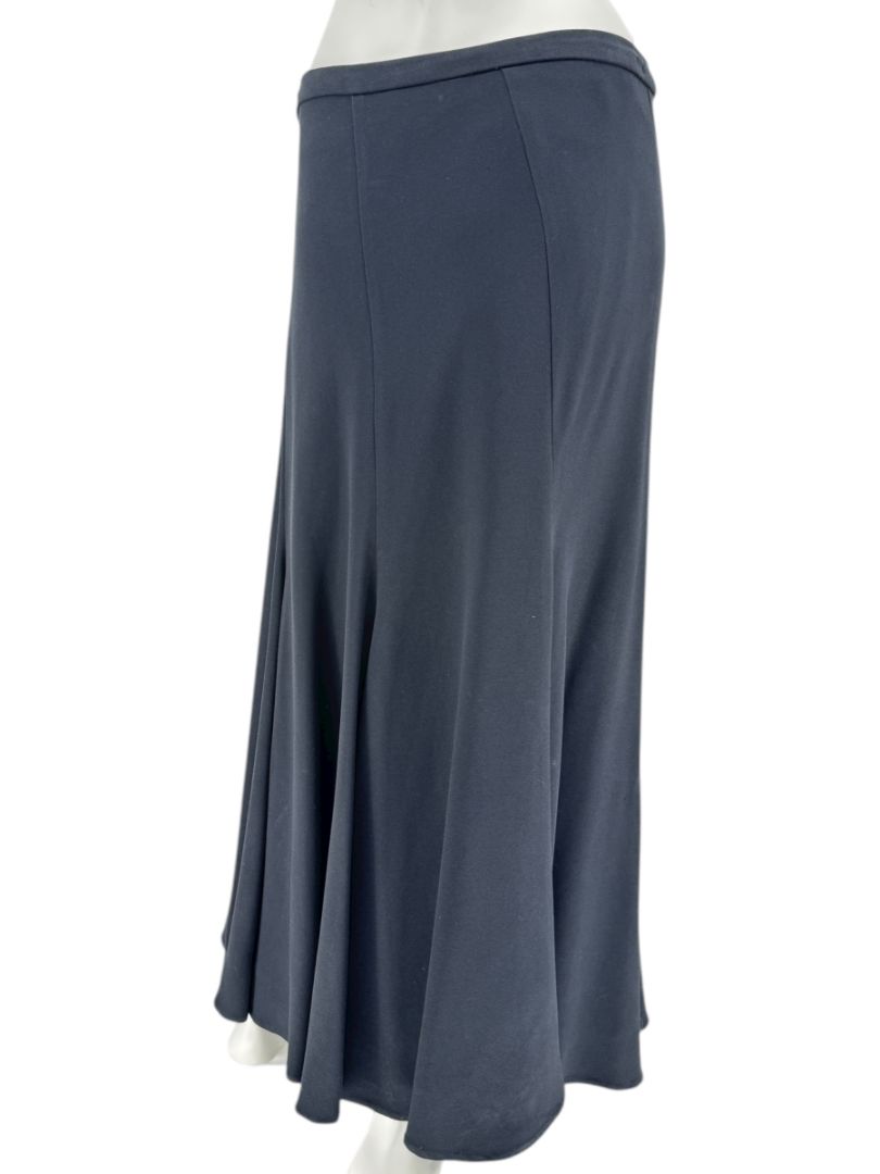 Carmen Marc Valvo Signature Black Acetate–Rayon Flared Midi Skirt – Size 10