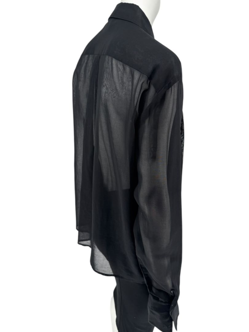 Linda Allard for Ellen Tracy Black Sheer Pleated Blouse – Size 12