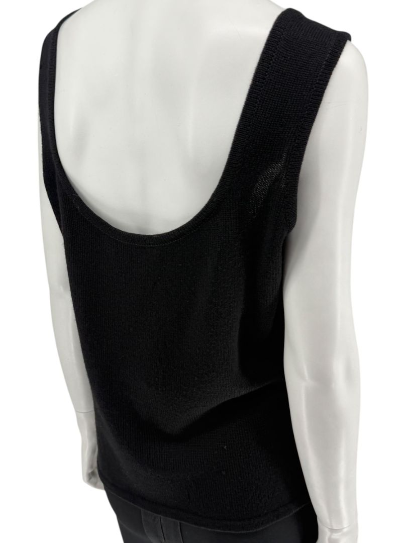 Toi House Black Wool Beaded Appliqué Knit Tank – Size XL