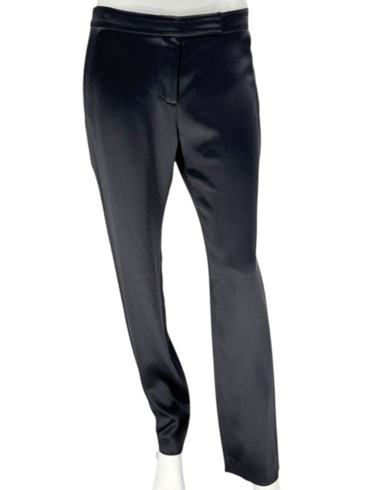 Pamella Roland Black Satin Tapered Pants – Large