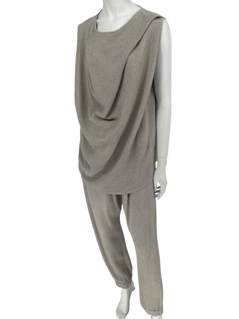 Rick Owens Taupe Draped Tank & Textured Jogger Set - Size IT 42 / US 6