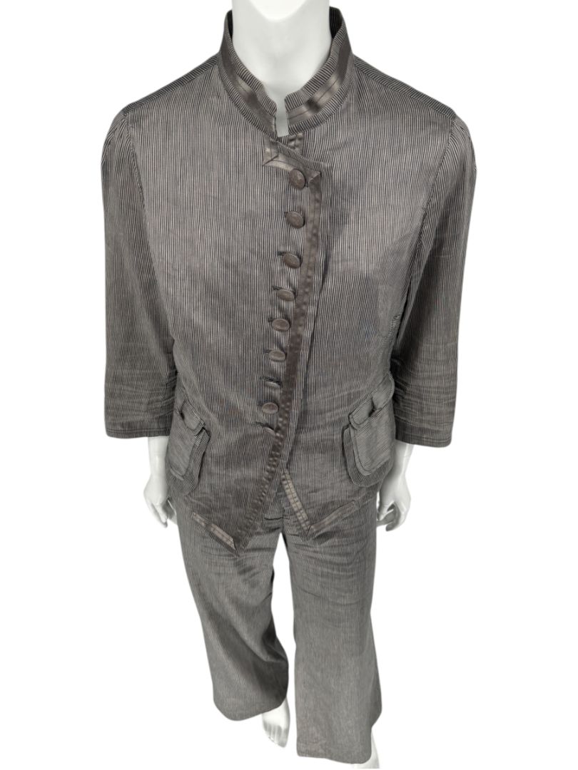 M. Siamo Women’s Striped Linen-Silk Blend Two-Piece Suit – Size 12