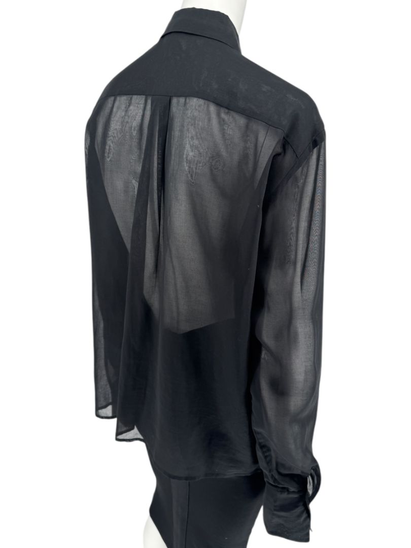 Linda Allard for Ellen Tracy Black Sheer Pleated Blouse – Size 12