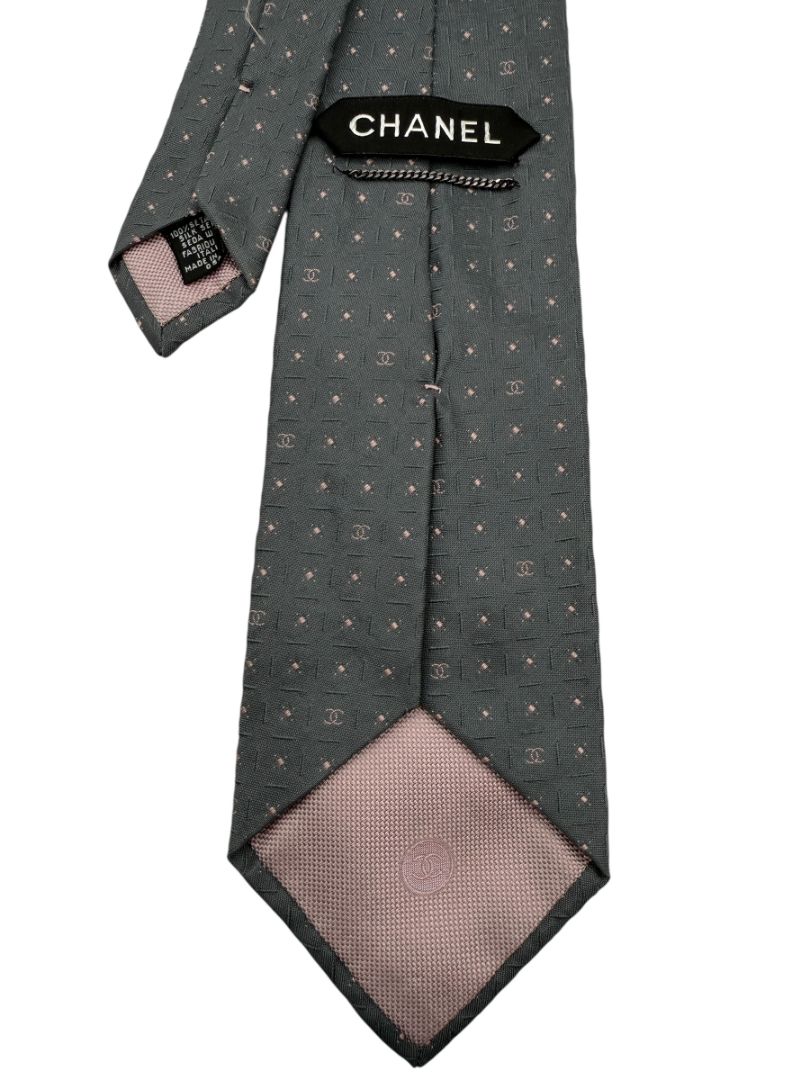 CHANEL Paris Grid Monogram Silk Necktie – Excellent Pre-Owned Condition