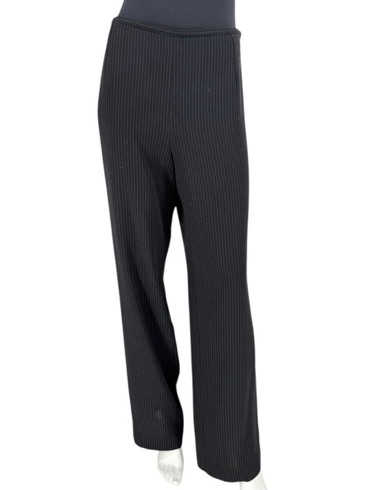 Armani Collezioni Black Pinstripe Virgin Wool Blend Dress Pants – Made in Italy – Size 48 / US 12