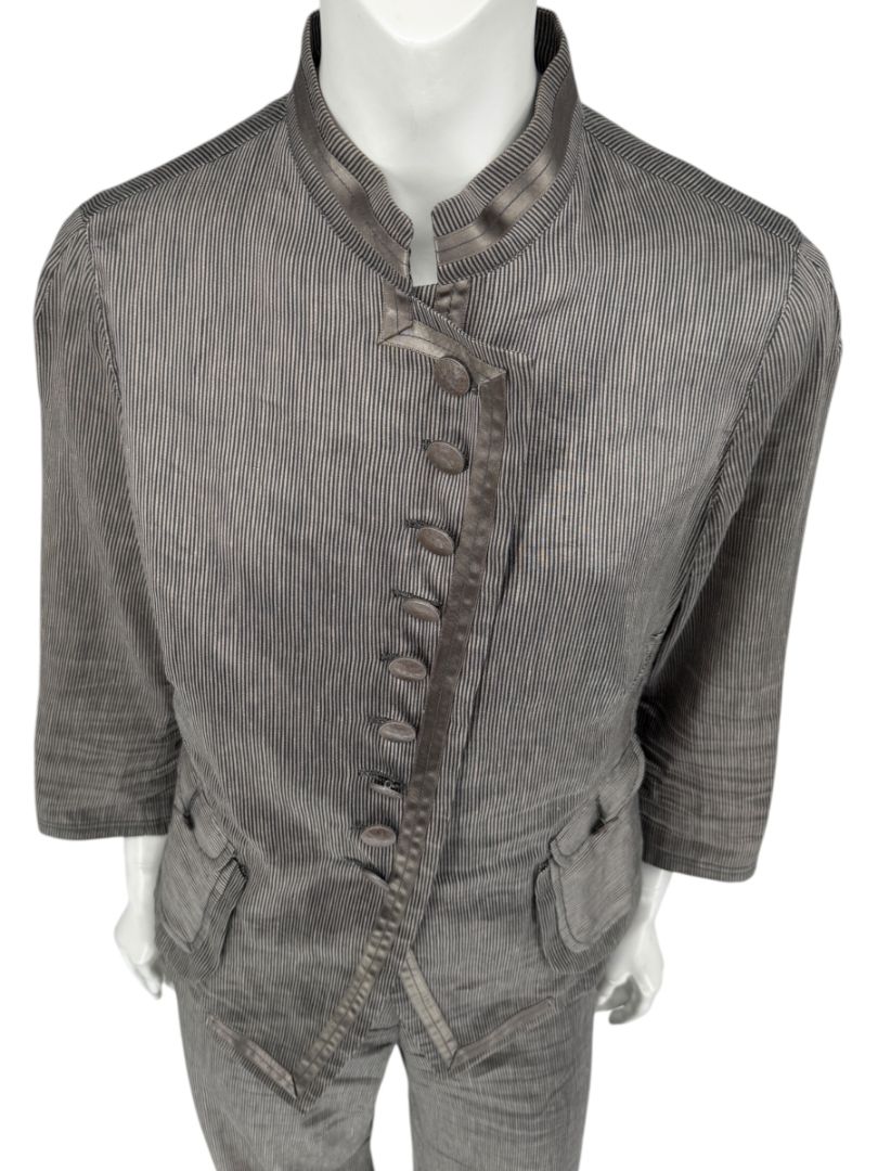 M. Siamo Women’s Striped Linen-Silk Blend Two-Piece Suit – Size 12