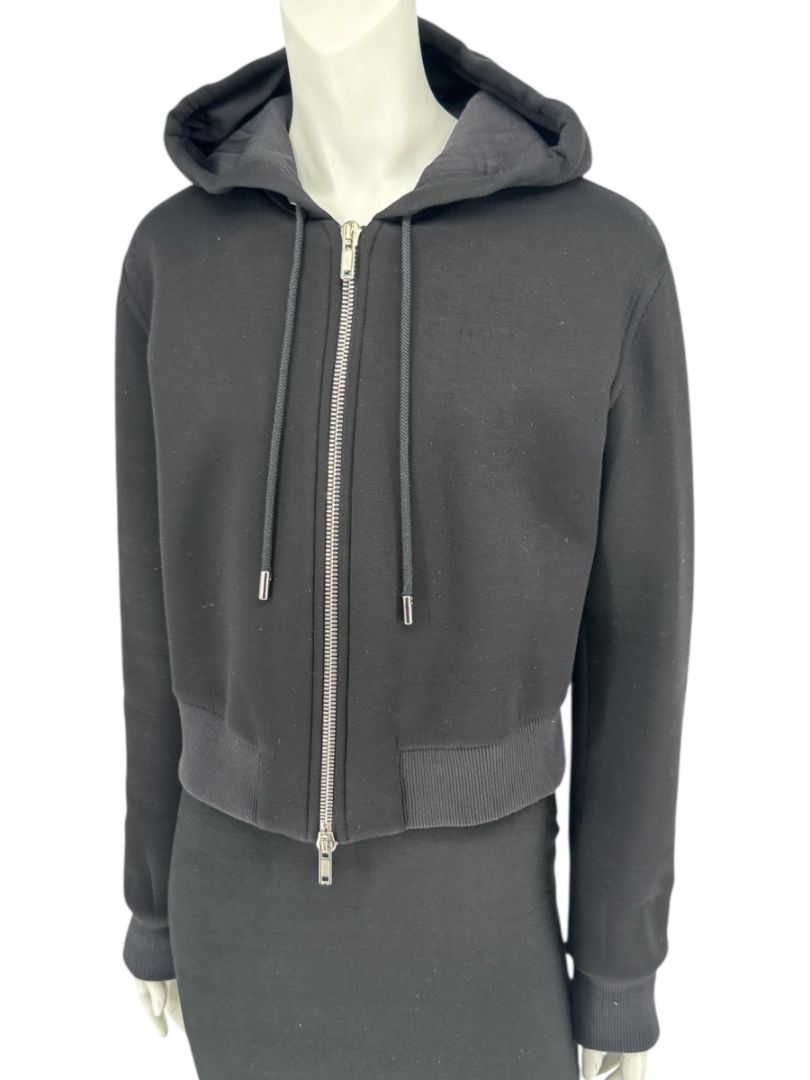 Givenchy Paris Black Cropped Zip Hoodie – Size M