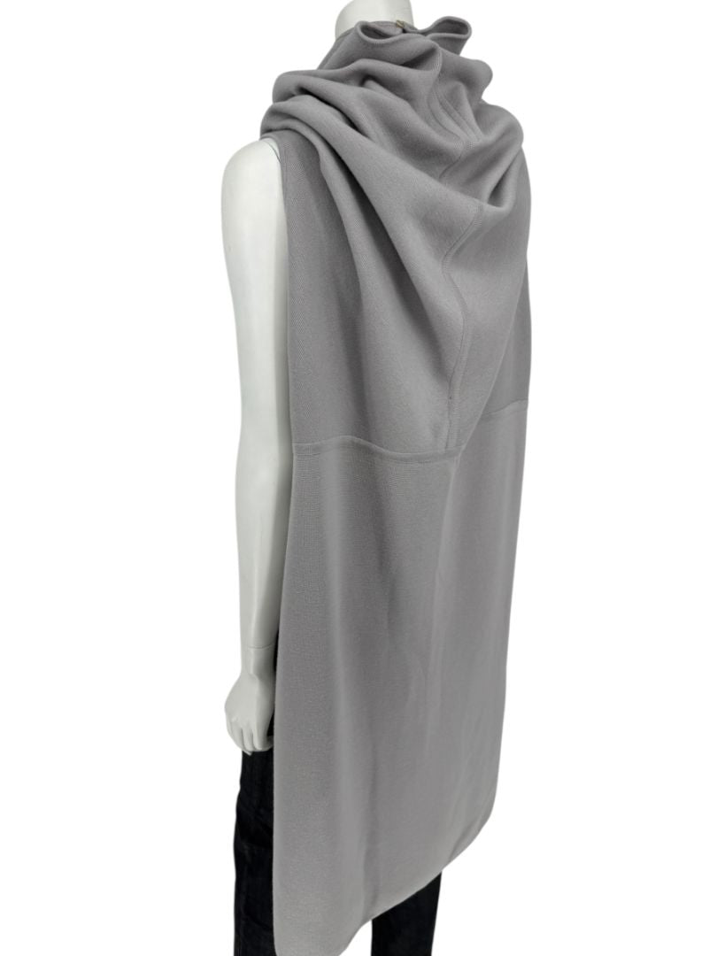 Rick Owens Pearl Grey Sleeveless Knit Funnel Tunic – Size L (IT 48 / US 8)