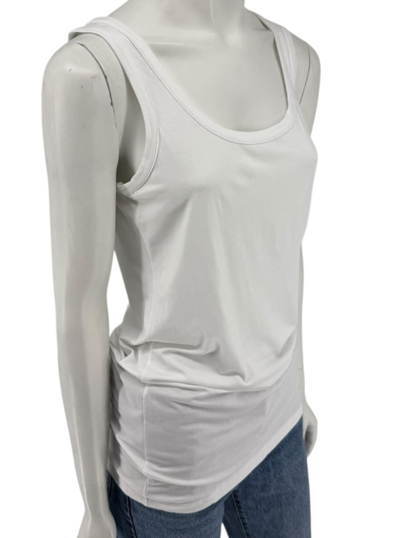 D. Exterior White Viscose Blend Tank Top – Size L