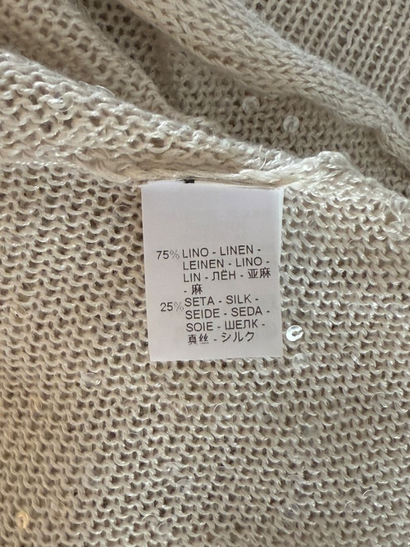 Brunello Cucinelli Beige Layered Linen & Silk Sequin Sweater – Size XL