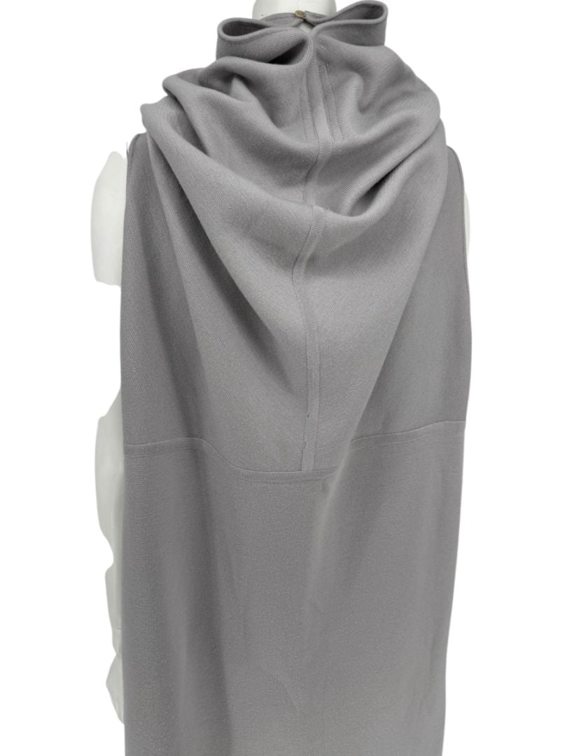 Rick Owens Pearl Grey Sleeveless Knit Funnel Tunic – Size L (IT 48 / US 8)