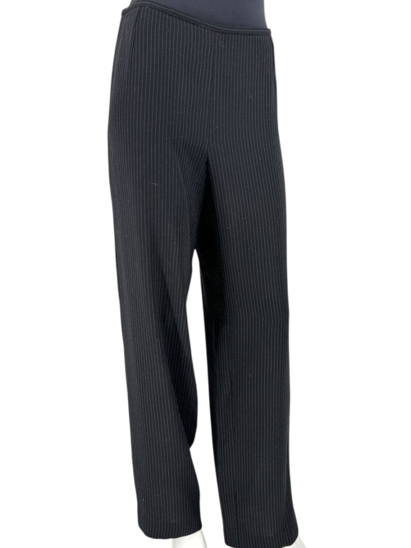 Armani Collezioni Black Pinstripe Virgin Wool Blend Dress Pants – Made in Italy – Size 48 / US 12