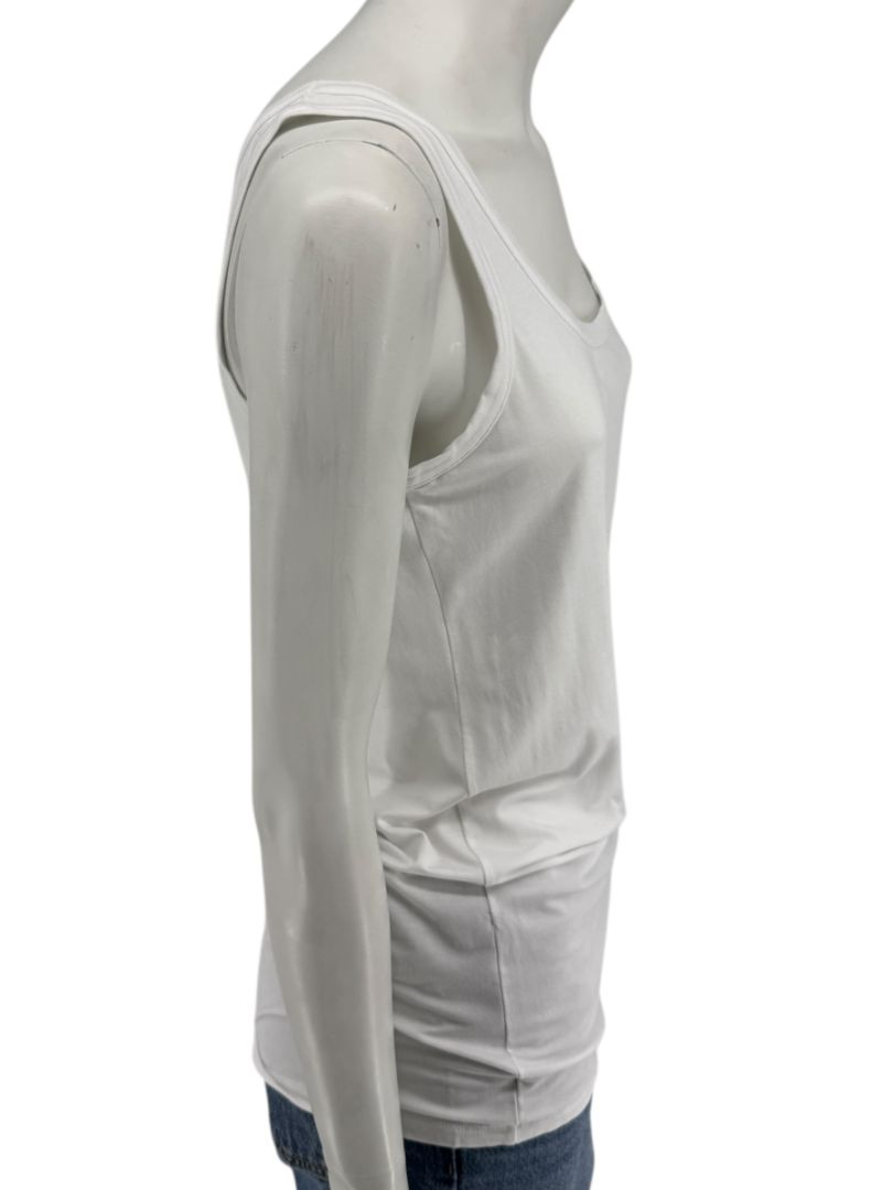 D. Exterior White Viscose Blend Tank Top – Size L